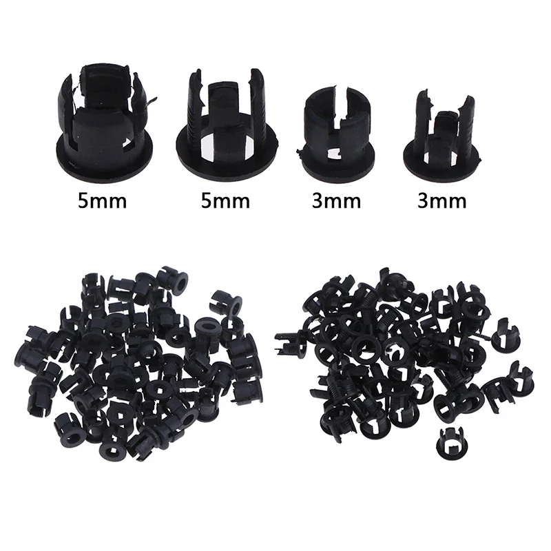 

50Pcs Black Plastic LED Holders Clips 3mm/5mm Bezels Mounts Cases Housings for Electronic Components