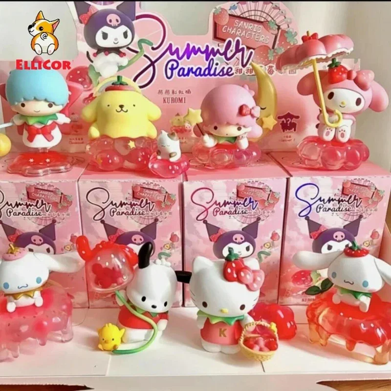 Sanrio doce morango paraíso série caixa cega bonito kurome canela minha melodia caixa mistério desktop carro ornamento brinquedos presente da menina