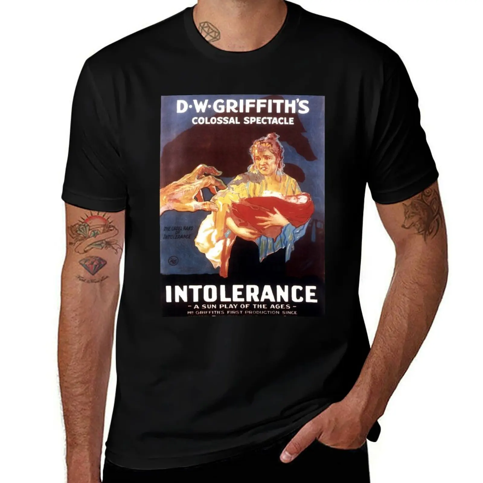 Intolerance - DW Griffith - vintage movie poster T-Shirt Running Gym Short Sleeve Sports Tee T-Shirt