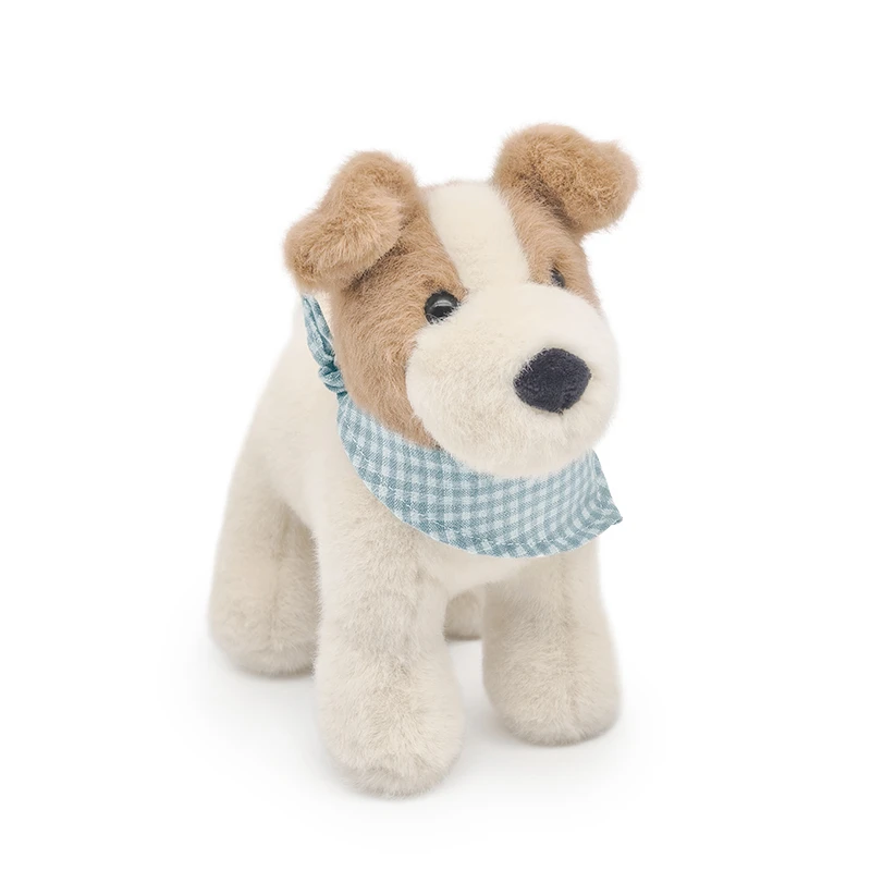 20cm Wire Fox Terrier Plush Toy with Bib-Soft Stuffed Dog Adorable  Dog Stuffed Animal Plushie For Kids Birthday Gift Home Decor