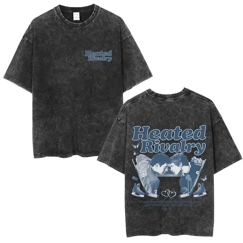 

Washed Vintage Heated Rivalry Shane Hollander‌ Ilya Rozanov Graphic T-shirt Men Women Casual Oversized T Shirts Male Streetwear