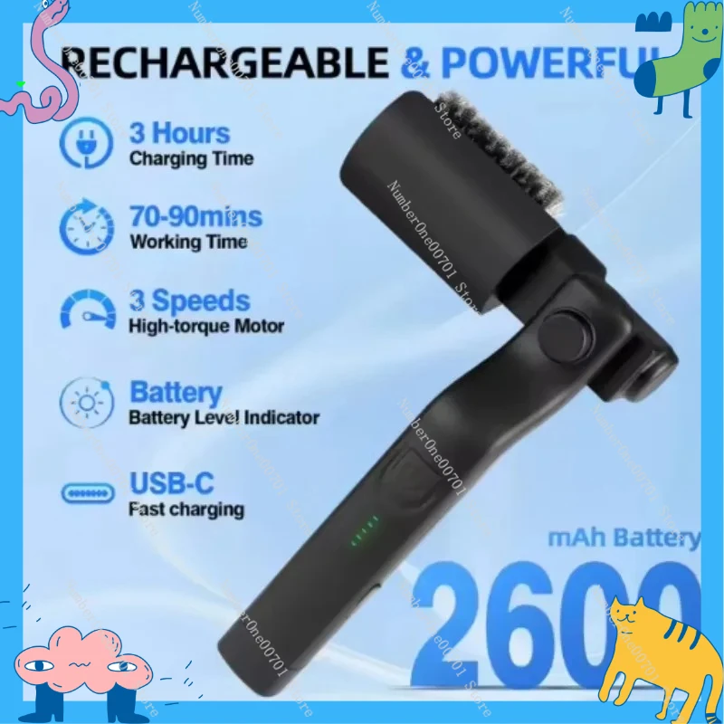 LZ-8057 / 2 IN 1 Electric Grill Brush for Cleaning Heavy - Oil Stains on Grill Grates Black