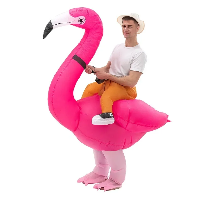 Adults Kids Inflatable Flamingo Costume Halloween Christmas New Year Thanksgiving Carnival Party Flamingo Dress Set Holiday Gift