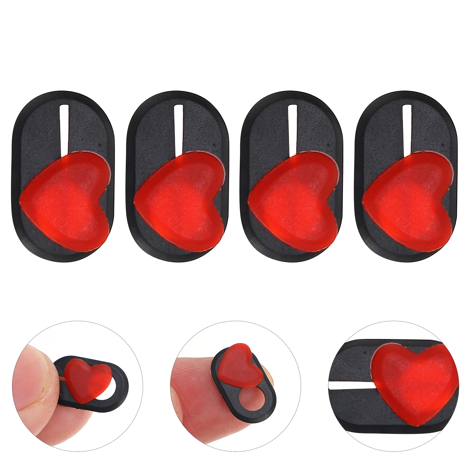

4PCS Privacy Camera Cover for Laptop Webcam Heart Shaped Ultra Thin ABS Black Easy Install Remove Fits Nicely Gift Idea Cell