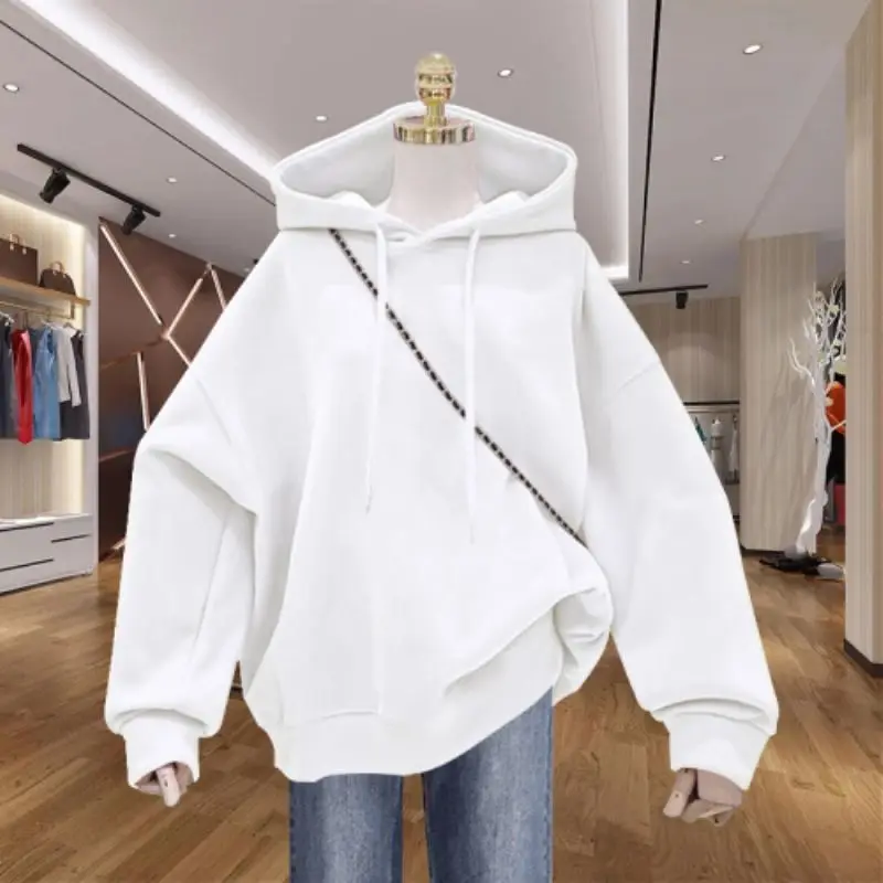 เสื้อฮู้ดผู้หญิง สไตล์ลำลอง ทรงไม่สมมาตร ใส่สบาย หลากสี ครึ่งตัว ดีไซน์มหาวิทยาลัย สำหรับวันหยุด สง่างาม ประดับลายสวยงาม ใส่ได้ทุกฤดู