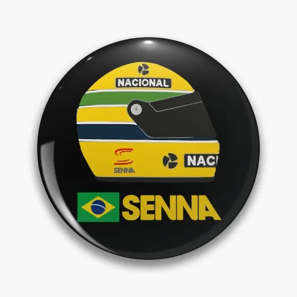 Ayrton Senna  Soft Button Pin Brooch Jewelry Cartoon Hat Lapel Pin Women Metal Clothes Fashion Collar Creative Gift Funny Badge