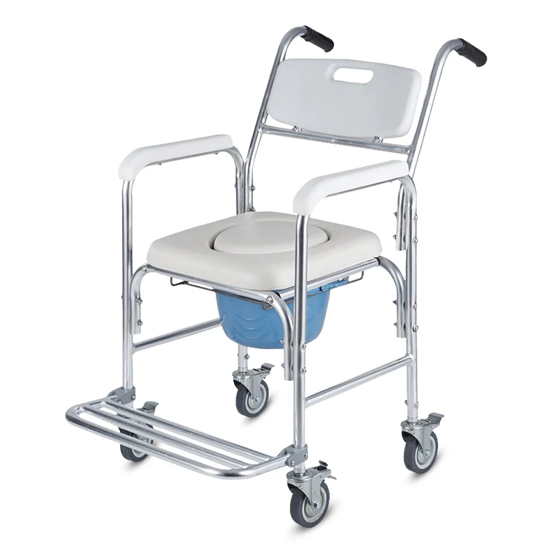 

BQ7002B Chinese Manufacturer Aluminum Folding Commode Toilet Chair For Elderly With wheels and footstep