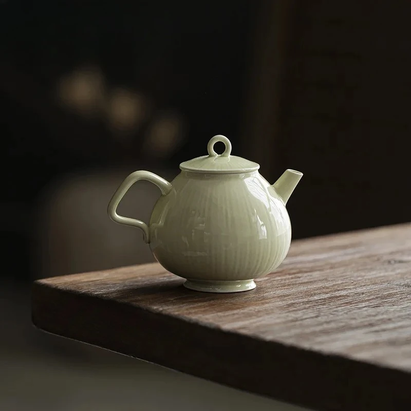 

175ml Handmade Reed Green Galze Teapot Boutique Palace Lantern Filter Pot Tea Brewing Kettle For Tea Scholar Drinkware Gifts
