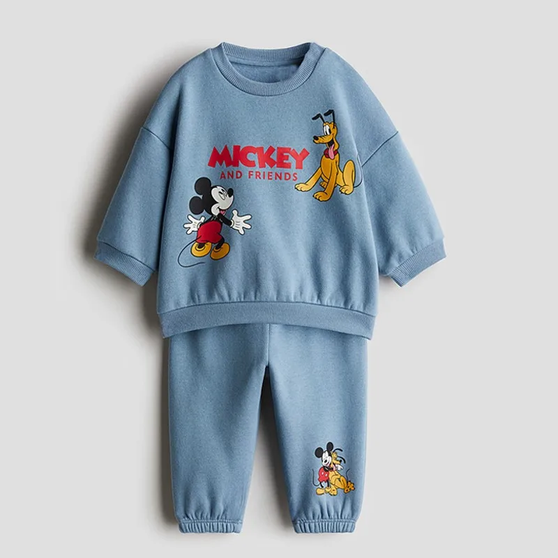 Mickey Baby Boy Clothes Sets Autumn Winter Kids Girl Outfits Disney Casual Long Sleeve Sweatshirt For Child Tracksuit Clothing