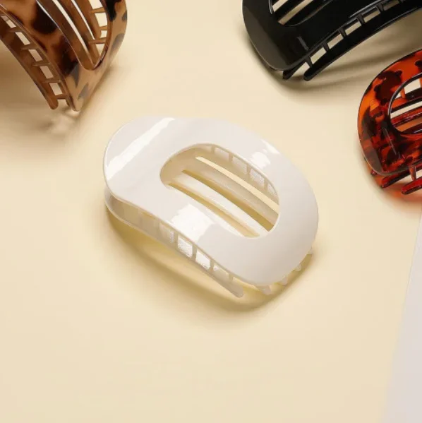 Mode Ovale Haarklauw Clip voor Vrouwen Nieuw Ontwerp Luipaard Matte Gebogen Platte Styling Haarspeldjes Acryl Liggen Haaraccessoires