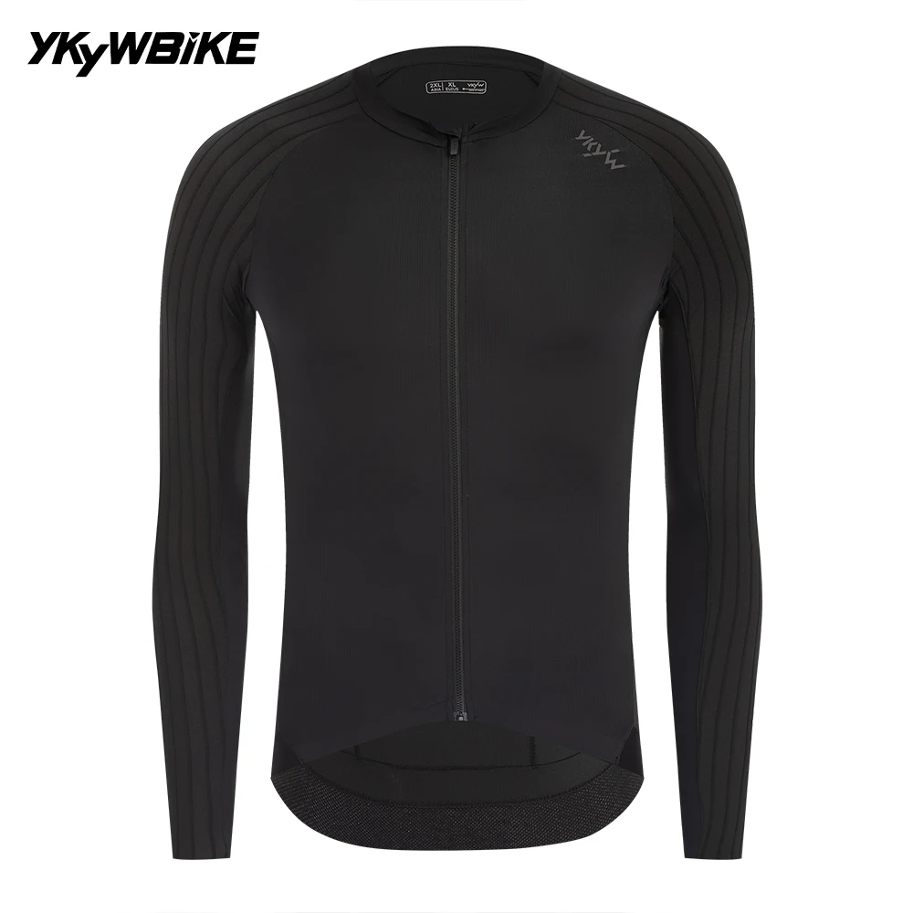 YKYWBIKE 2026 Herren Langarm-Radtrikot Aerodynamisches Raglan-Ärmel Schnelltrocknendes Rennrad-Oberteil Slim Fit Atmungsaktiv