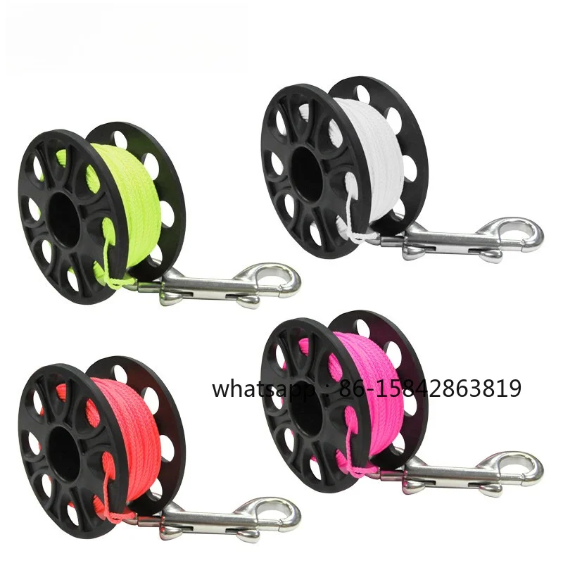 Scuba Diving POM Finger Spool 30m Line, SMB Spool for Sidemount & Backmount BCD, Optional With/Without Hook