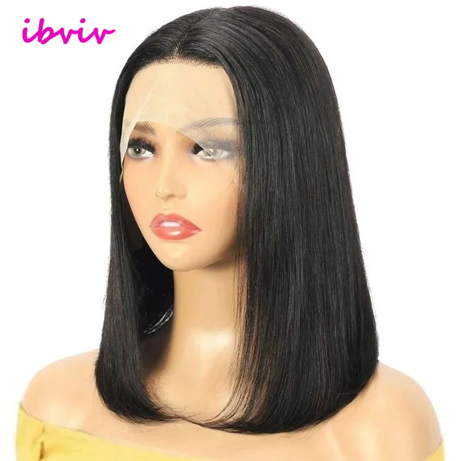 8-16 Polegada vietnamita super duplo desenhado osso em linha reta 13x4 13x6 frontal bob peruca com cabelo humano natural preto 210% para mulheres negras