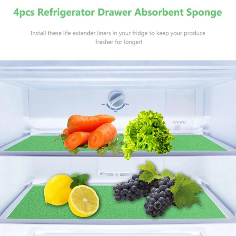Esponja filtro absorbente para cajón refrigerador, a prueba moho, almohadilla para frutas y verduras, extensor vida,