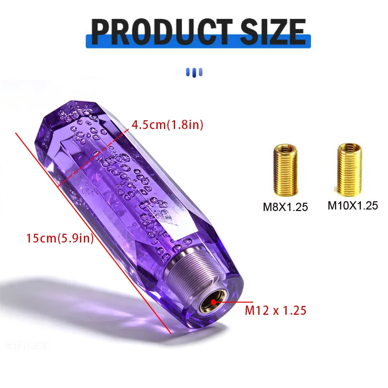 15cm Transparenter Bubble-Acryl-Schaltknauf Universeller Gangschaltknüppel mit M8 M10 M12 Messingadaptern für Manuelle und Automatische Fahrzeuge – Detail 4