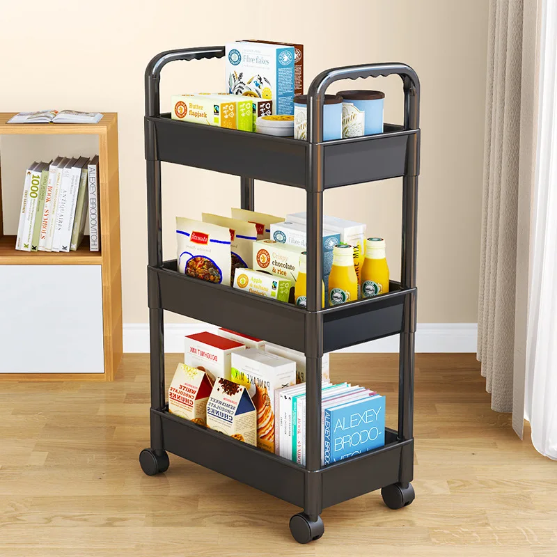 1PC Mobile Storage Shelf, Small Cart, Kitchen, Bathroom, Bedroom, Multi-Storey Snacks with Wheels, Home Décor