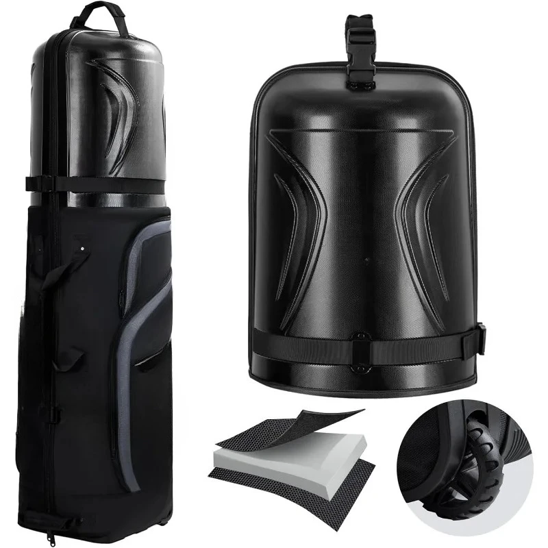 

Golf Travel Bag with PC Hard Case Top, 1680D Heavy Duty Oxford Fabric Golf clubs Travel Bags for Airlines with Wheels, Wear-Resi