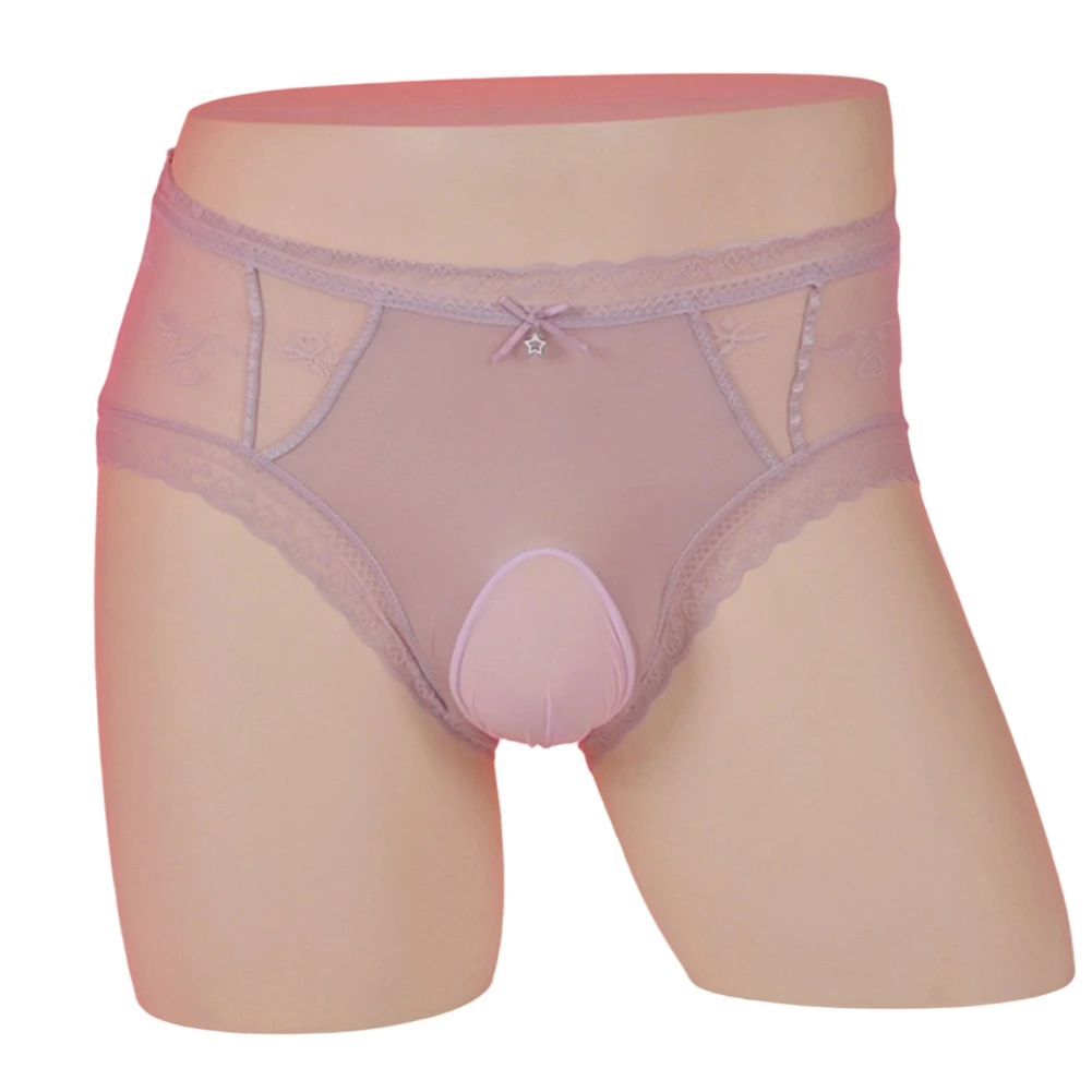 Men Sissy Egg Pouch Brief Mid Rise Sexy Lingerie Lace Splicing Soft Gay Underwear Breathable Underpants Extreme Men's Panties