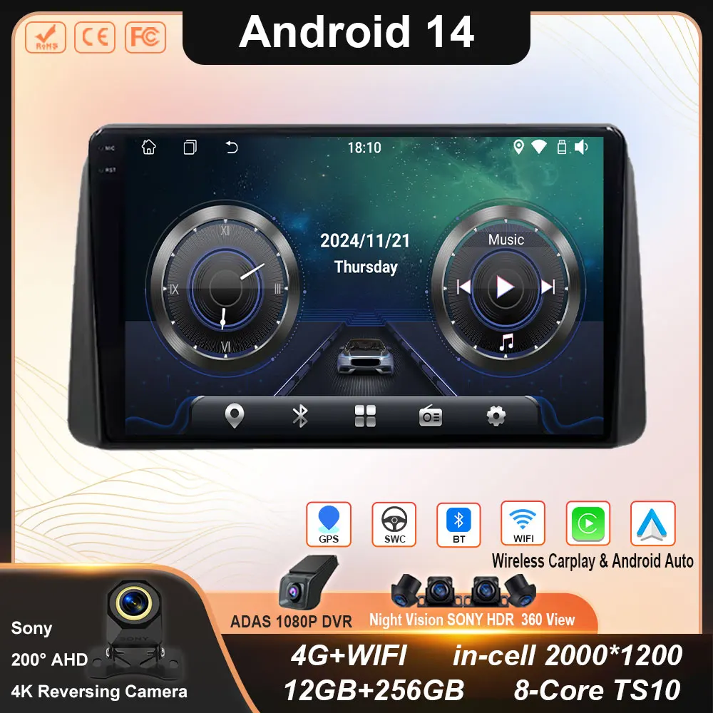 

Android 14 Car Navigation Multimedia Player For Chrysler Grand Voyager 5 2011 - 2015 For Dodge Grand Caravan 2008-2020 No 2DIN