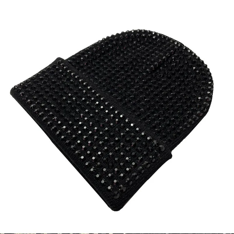 Fashion Autumn and Winter Rhinestone Knitted Cap Warm Cold-proof Brimless Penny Cap Street Trend Brand Hip-hop Hat Leisure Cap