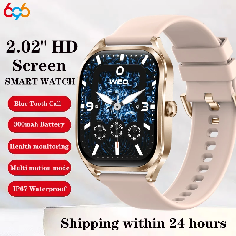 

2.02" 3D Curved Screen Men Women Blue Tooth Call Watches Sports Fitness Health Smartwatch Waterproof Music Weather Smart Watch