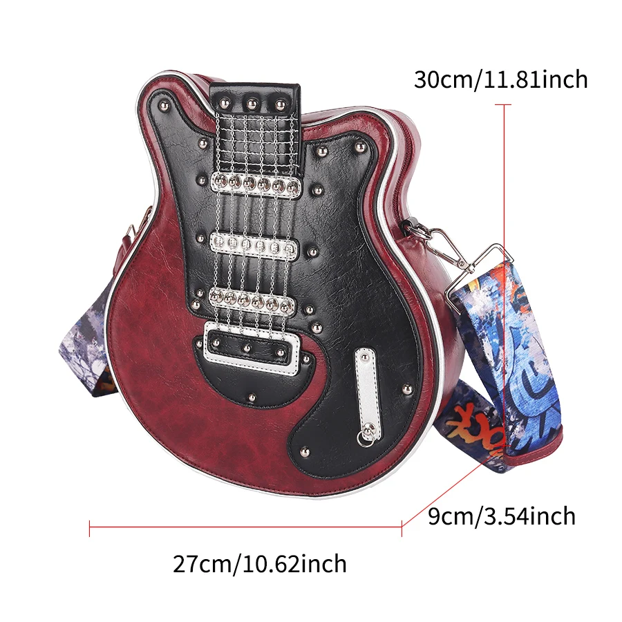 2025 New personalized and creative Spice girl American retro fashion guitar-shaped bag, bass pain bag, crossbody bag for women