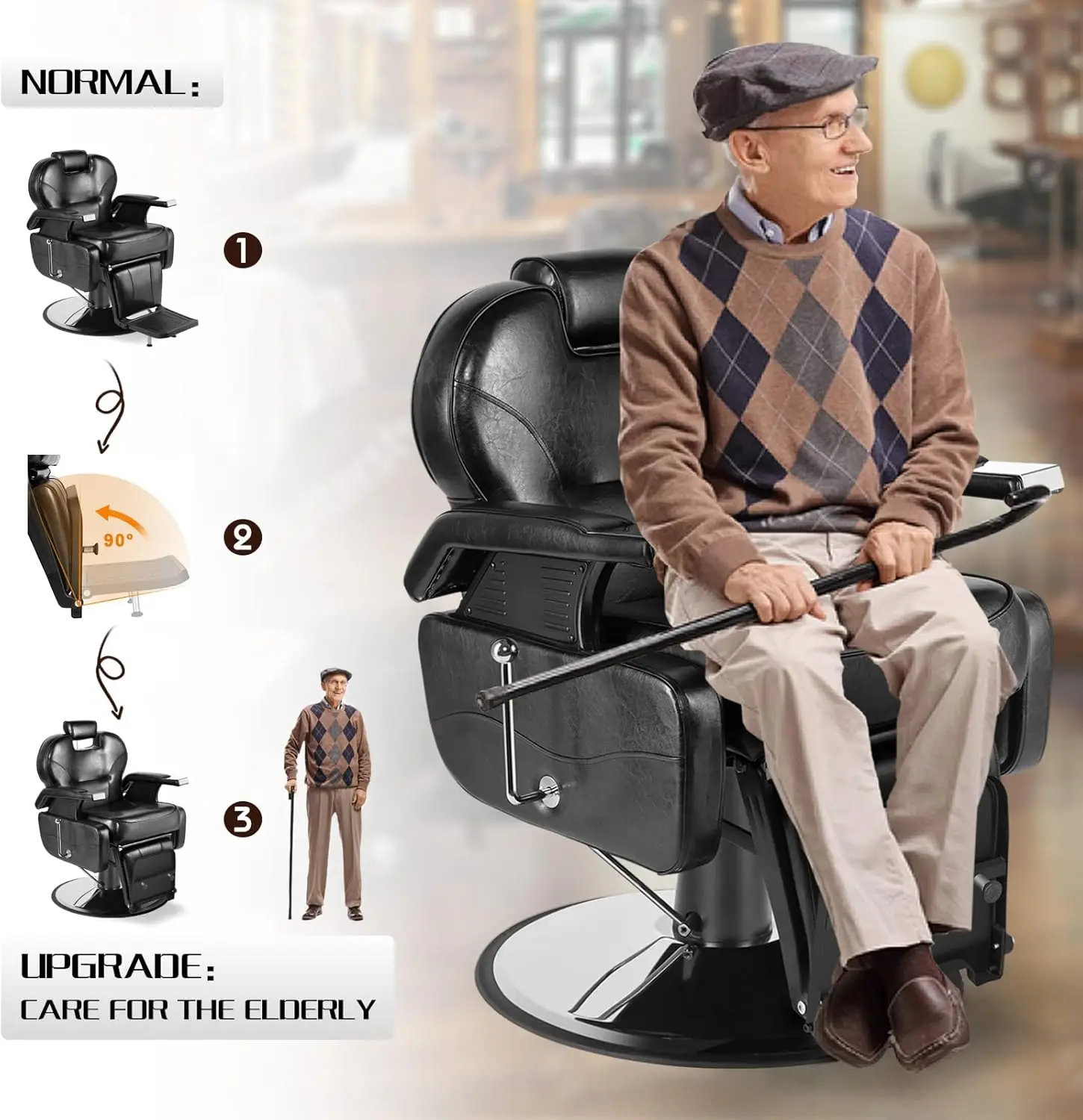 

Artist hand Reversible Foot Pedal Barber Chair Hydraulic Recline Barber Chairs Salon Chair for Hair Stylist Tattoo Chair