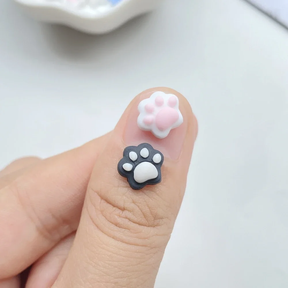 50pcs Mixed Resin Cartoon Mini Cat Paw Flatback Rhinestone Figurines Nail Art DIY Party Scrapbook Accessories Crafts