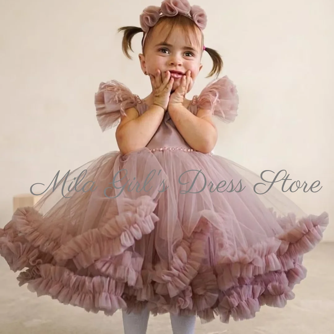 pink-flower-girl-dress-tulle-puffy-tiered-pearls-sleeveless-wedding-birthday-party-prom-banquet-mini-princess-gown-customized