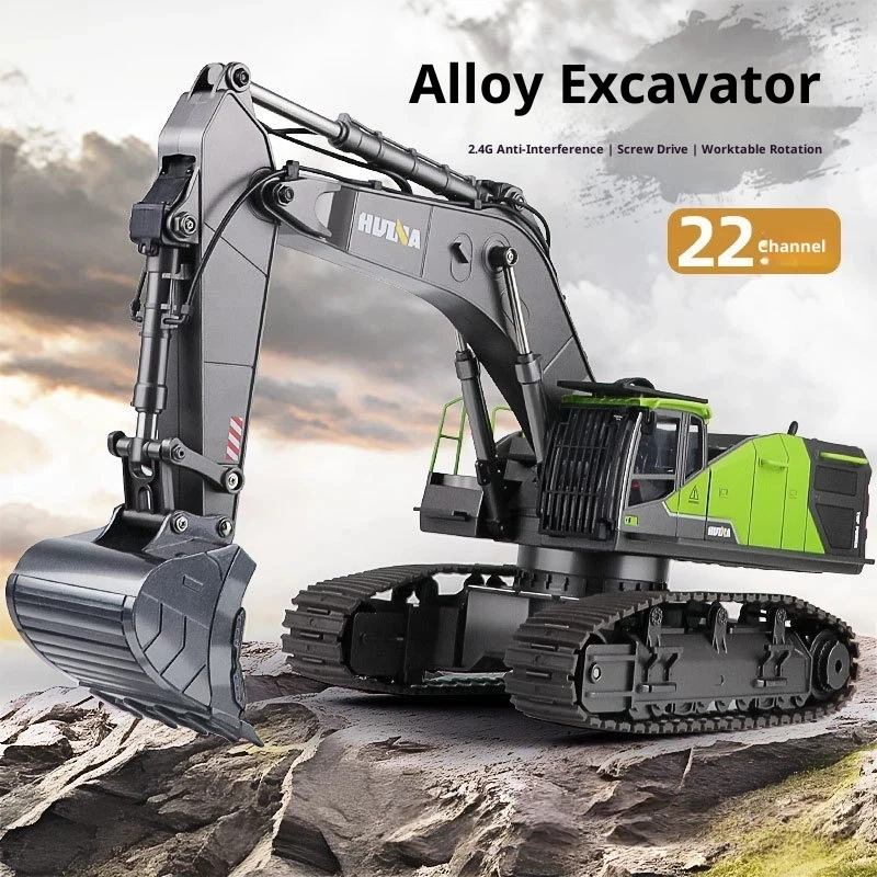 

Huina 593 Alloy Excavator Screw Power Remote Control Vehicle 22 Channels 1:14 Construction Vehicle Model Excavator Toy Gift