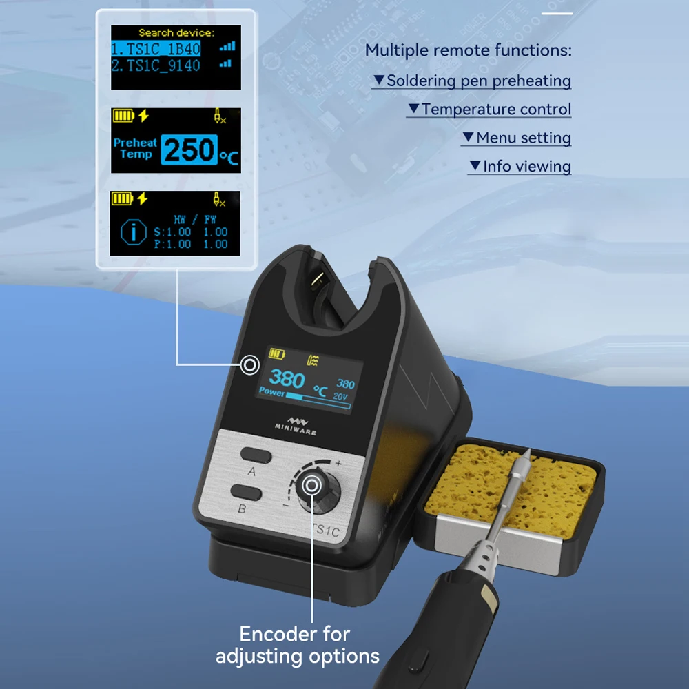 MINIWARE TS1C Cordless Soldering Iron 45W Smart Soldering Station Digital Display Super Capacitor Powered Rework SMD Repair Tool