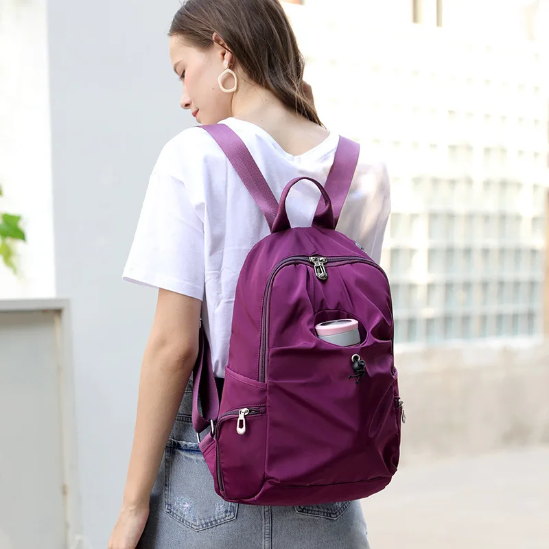 New nylon women's backpack travel backpack student schoolbag water cup bag school bags for girls mochilas escolares