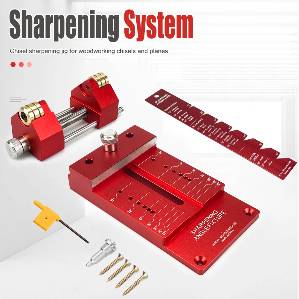 

Woodworking Sharpening Holder, 360° Adjustable Angle Knife Sharpener Jig for Chisels & Planes, Anti-Slip Clamp with Alloy Base