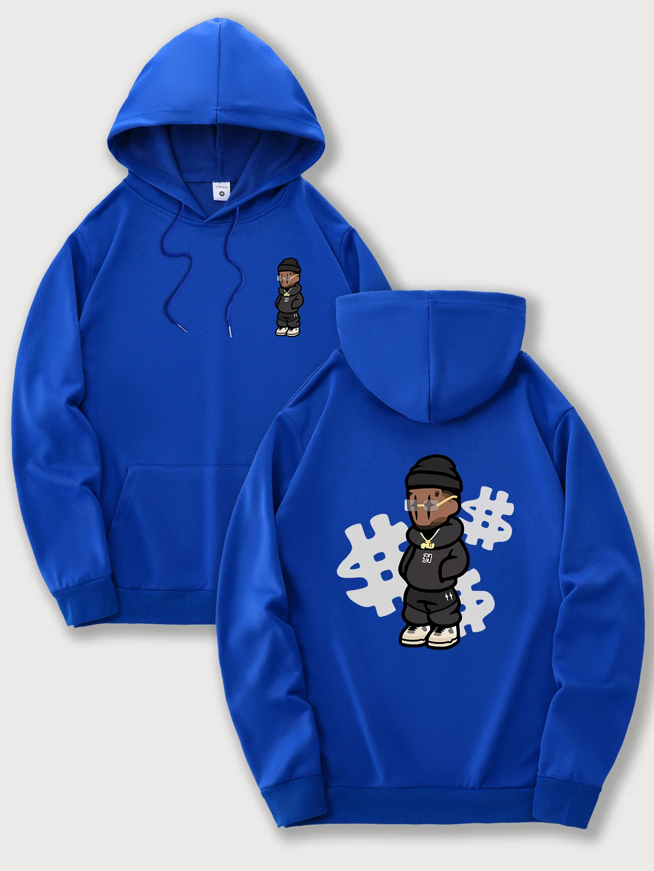 

Men's Trendy Hooded Sweatshirt with Drawstring - Casual Graphic Print, Front Kangaroo Pocket, Olive Green, Machine Washable