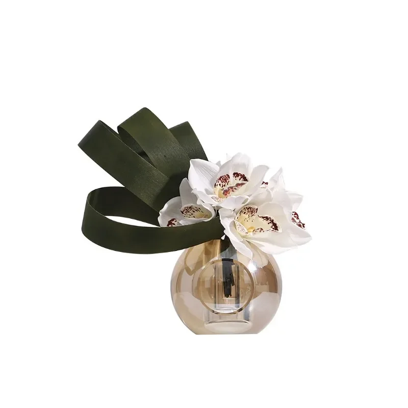 Modern light luxury glazed handmade small flowers are colorful, desktop ornaments in the negotiation area of the model hotel