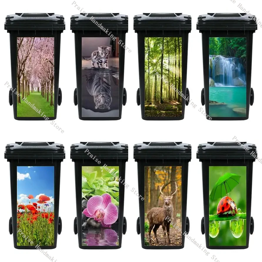 

Self-adhesive PVC Trash Can Sticker Custom Size Waterproof Wallpaper Garbage Bin Renovation Cover Decal Mural for Kitchen Decor