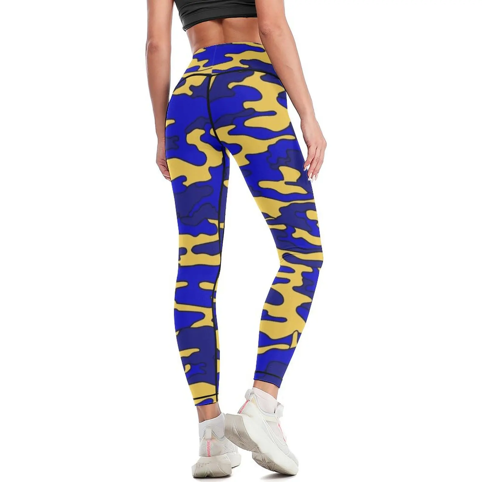 Mallas de camuflaje azul y amarillo para mujer, Leggings push up para fitness, ropa de gimnasio, ropa deportiva