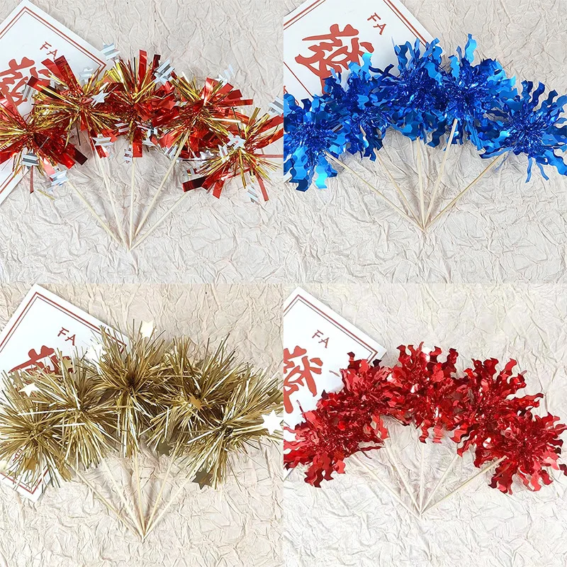 5/20 Stück Folien-Feuerwerk Cupcake-Topper Glitzernde Lametta-Kuchendekoration Cocktailspieße Geburtstag Hochzeit Abschlussfeier Partyzubehör