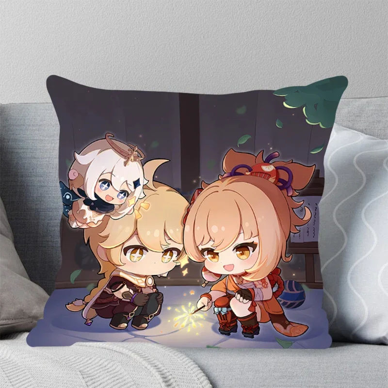 High Quality Pillow Cover iving room bedroomo office Square Pillowcase G-Genshin Impact Naganohara Yoimiya Decor