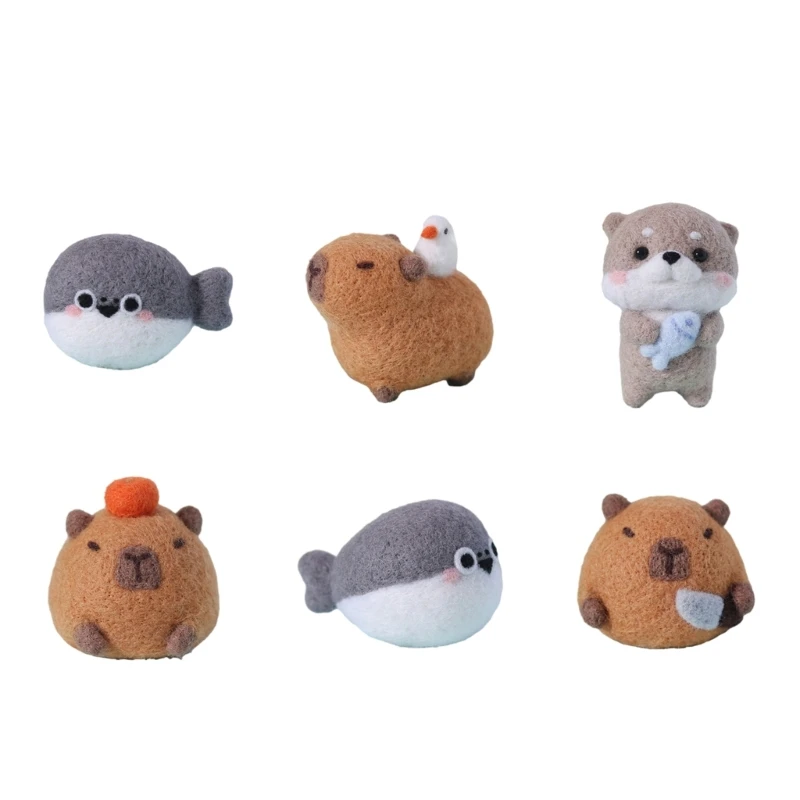 Non-finished Poke Wool Felt Handmade DIY Capybara Material Kits for Beginners Dropship