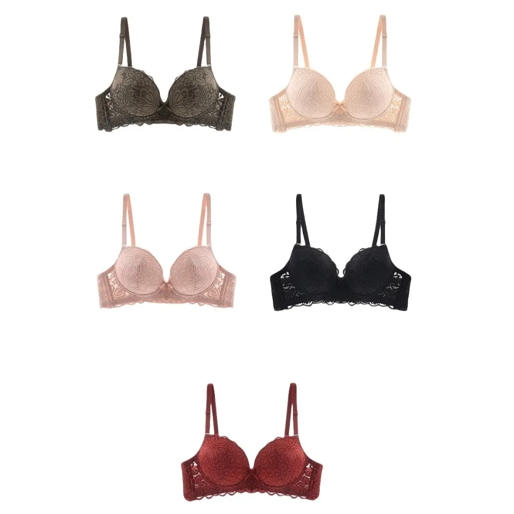 تجمع الثديين اللاسلكية العميق الخامس الصدرية إغلاق المناسب مكافحة ترهل الدانتيل زهرة حمالة الملابس الداخلية للصدمات سلس حمالات الصدر
