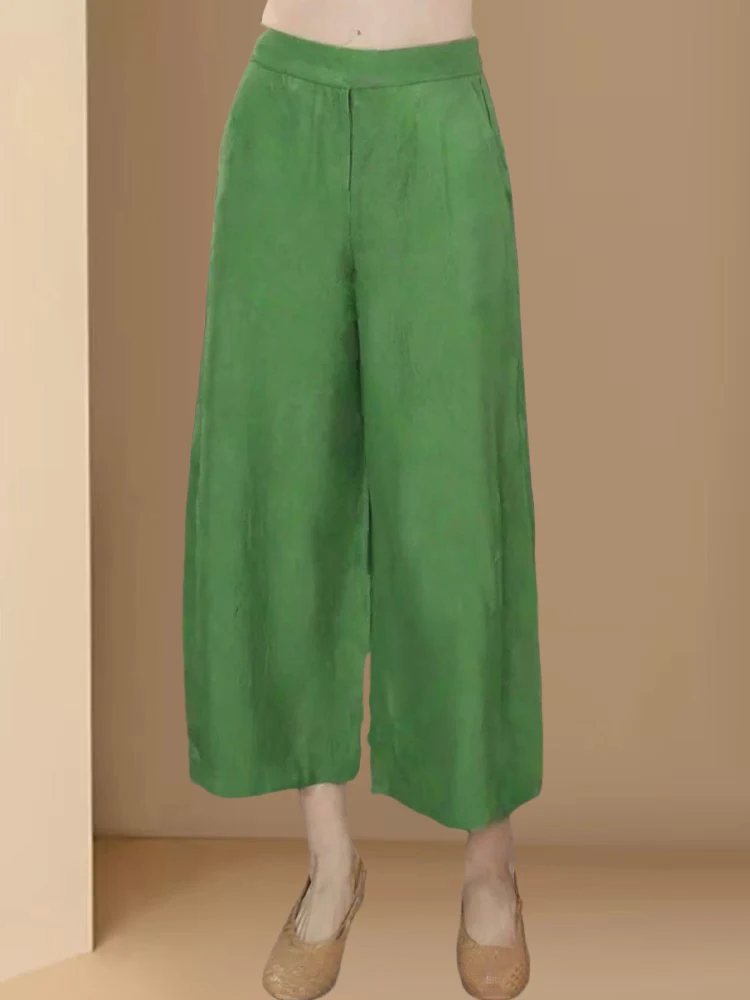 Faionable pantalons décontractés femmes été 2025 nouveau Sle petite taille à la mode ample polyvalent Simple pantalon à jambes larges trajet Sle