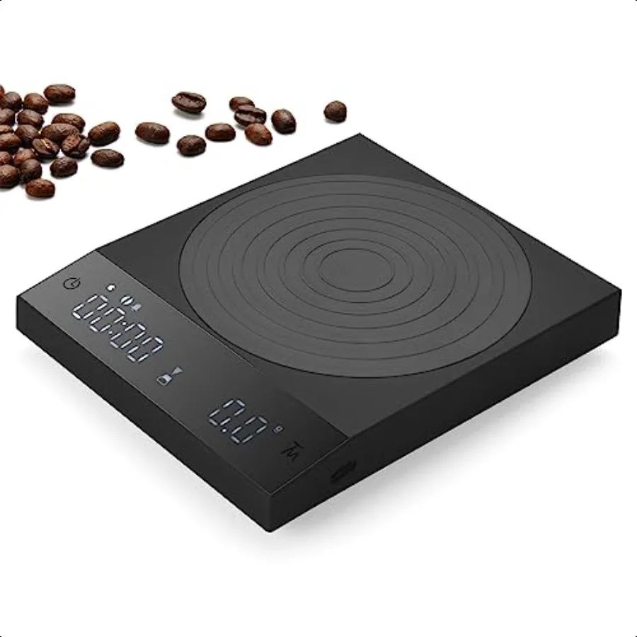 

Rechargeable Mini Coffee Scale with Timer Espro Scale Metal Body 2kg 0.1g Precision Coffee Scale for Pour Coffee Portable Digit