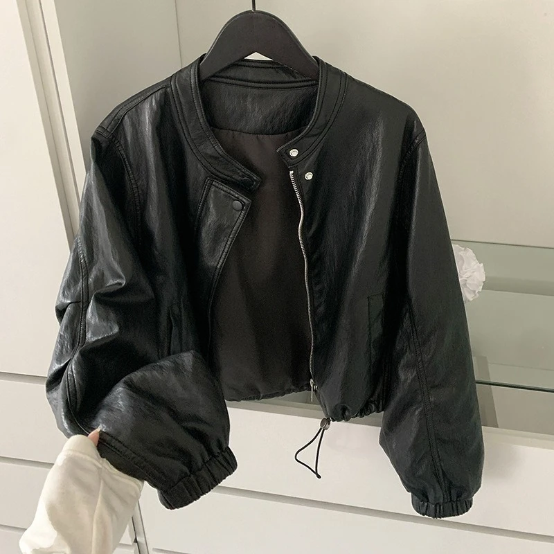 Women Coats Faux Leather Jackets Round Neck Full Sleeve Pu Coat Work Y2k Streetwear Jacket Outerwear Autumn Winter 2026 5