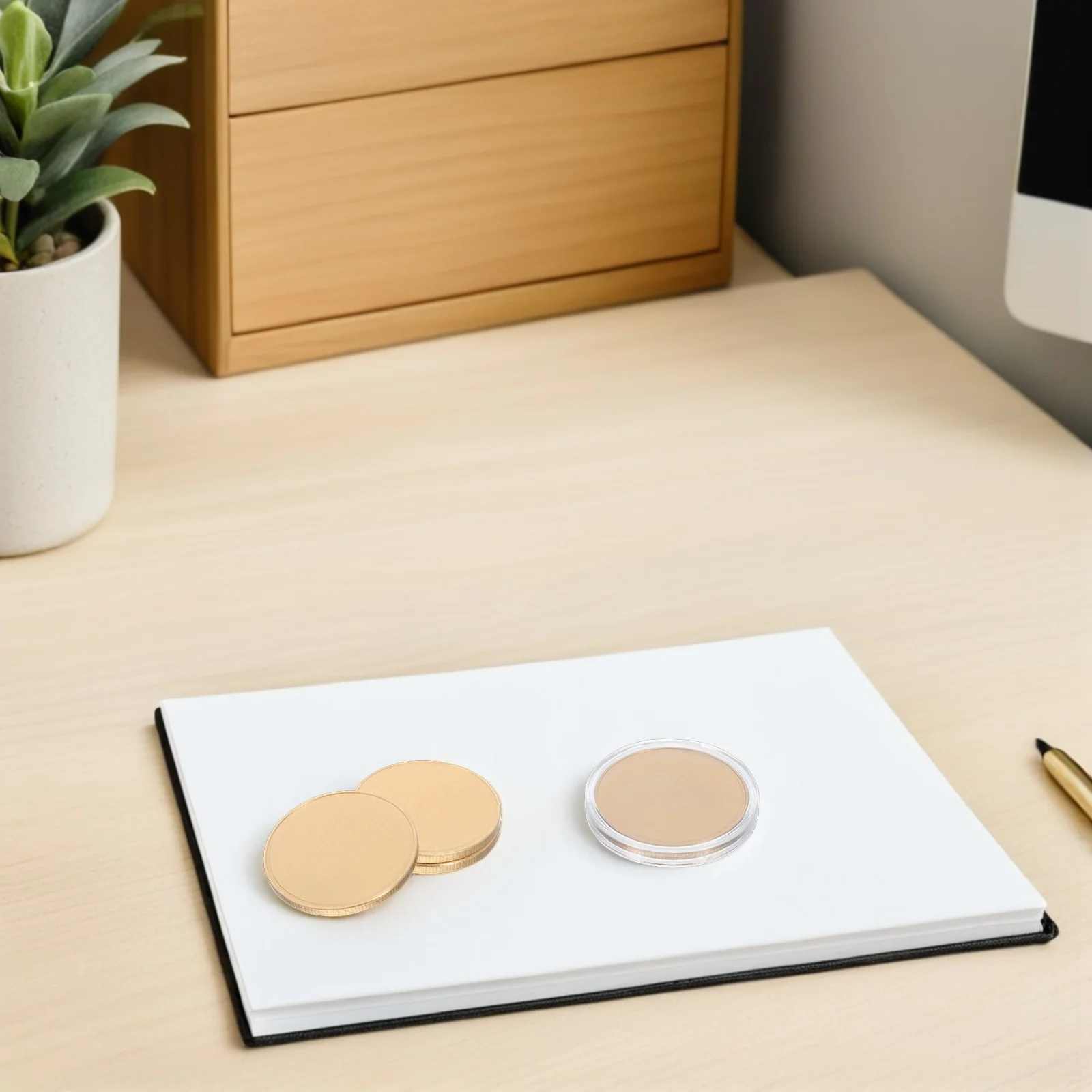 3 Buah Koin Logam Kosong untuk Ukiran Laser Kerajinan DIY Koleksi Kenang-kenangan Ulang Tahun Mudah Dicetak Unik