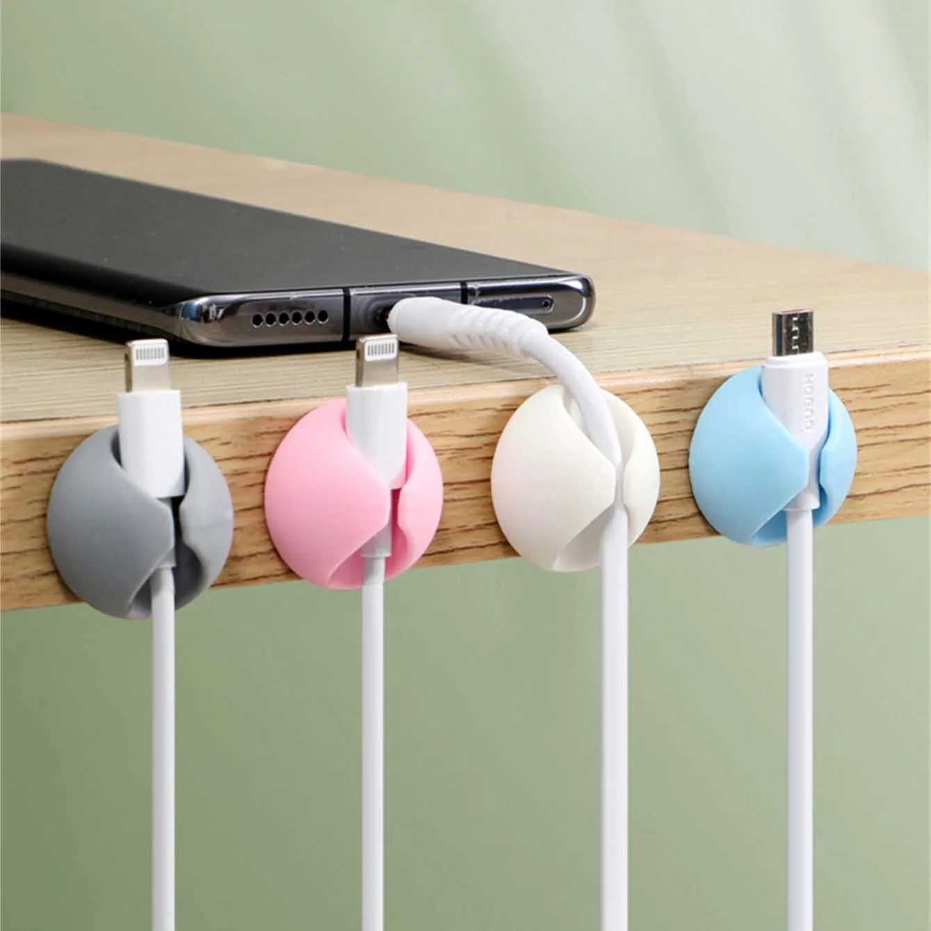 10pcs Cable Clip Winder Organizer Round Charger Cord Clips Desk Tidy Management Wire Adhesive Holder