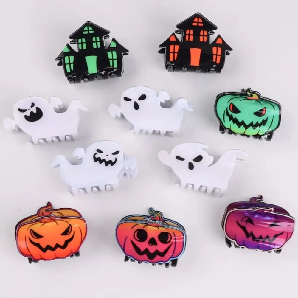 Funny PVC Ghost Hair Claw Pumpkin Colourful Halloween Claw Clip Hair Accessories Ponytail Clip Shark Clip Women