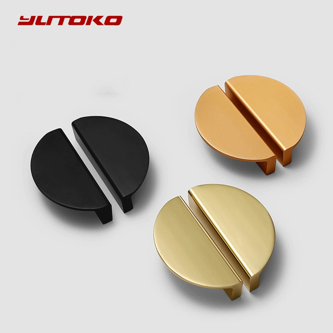 

YUTOKO Hidden Cabinet Handles Gold Aluminum Alloy American Kitchen Cupboard Pulls Drawer Knob Door Furniture Handle Hardware