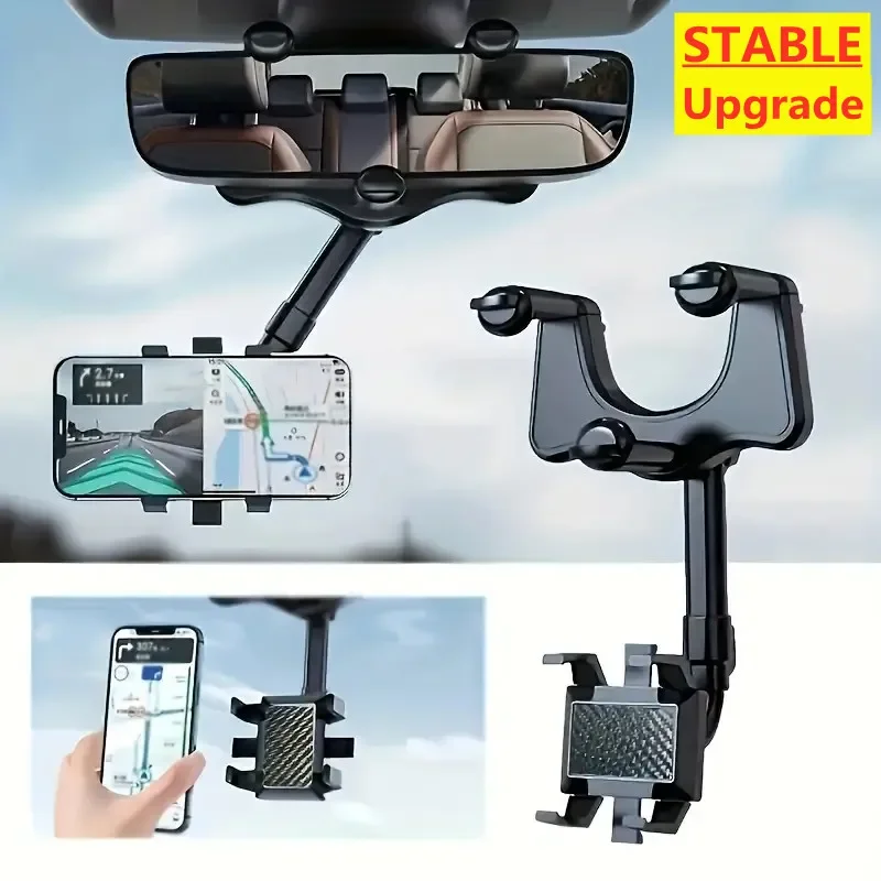 360 Car Phone Holder Rearview Mirror Mount Car Bracket Navigation GPS Stand Foldable Adjustment Mobile Cell Phone Support in Car