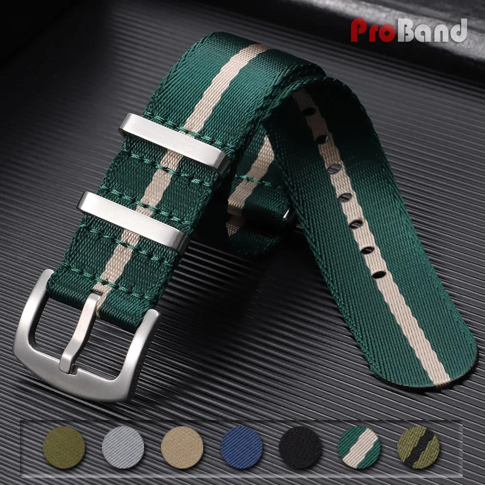

Canvas Nylon Bracelet 18/20/22mm Sailcloth Watch Straps Green Khaki Gray Watch Band Universal Replacement Men Women Accessories